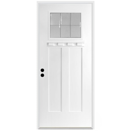 Codel Doors 36" x 80" Primed White Shaker Exterior Fiberglass Door 3068RHISPSFHFLS200P49161DM